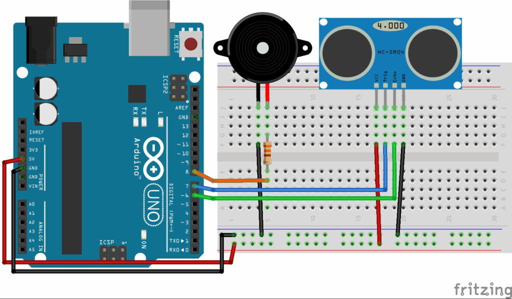 Proyek Parking Car Sensor dengan Arduino dan HC-SR04: Deteksi Jarak dengan Buzzer